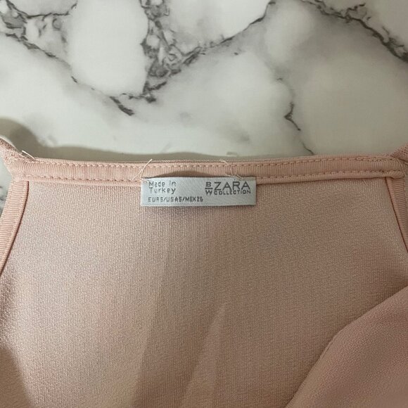 Zara Off-Shoulder Mini Dress | Blush Pink, Size Small, NWOT - Picture 3 of 3